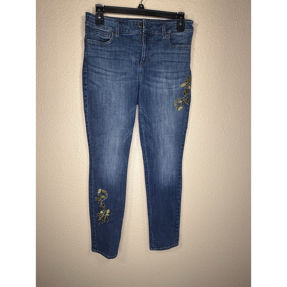NYDJ Alina Legging Jeans Size 12 Lift‎ Tuck Embroidered Skinny Stretch